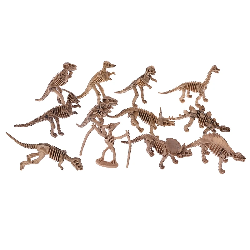 12X Various Plastic Dinosaurs Fossil Skeleton Dino Figures Kids Toy Gift Nice * 
