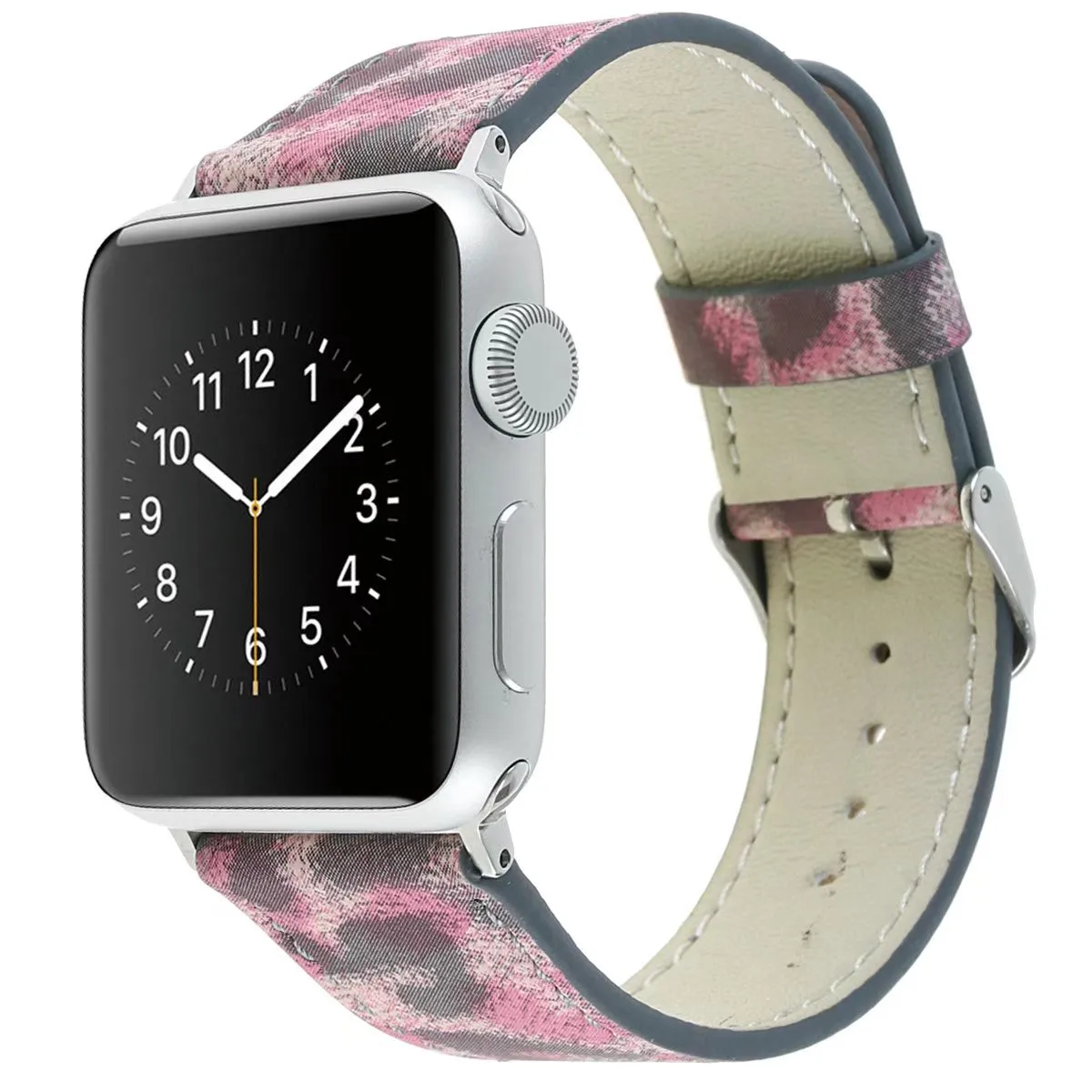 Коричневый серый розовый Леопардовый узор ПУ кожа ремешок для Apple Watch браслет iWatch