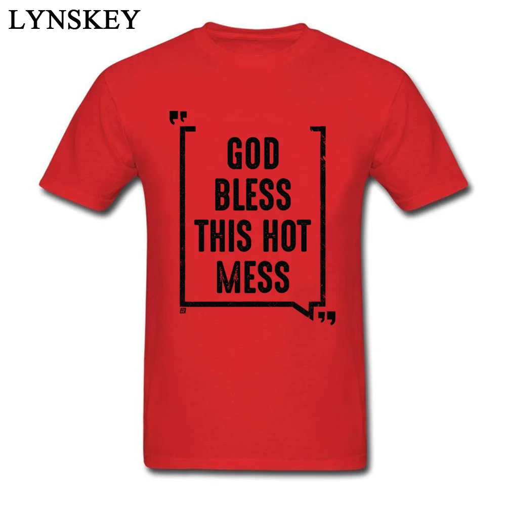 Fitted Leisure Short Sleeve Tops Tees God Bless This Hot Mess Summer/Fall Round Collar All Cotton Male T Shirts Leisure Tee Shirt red