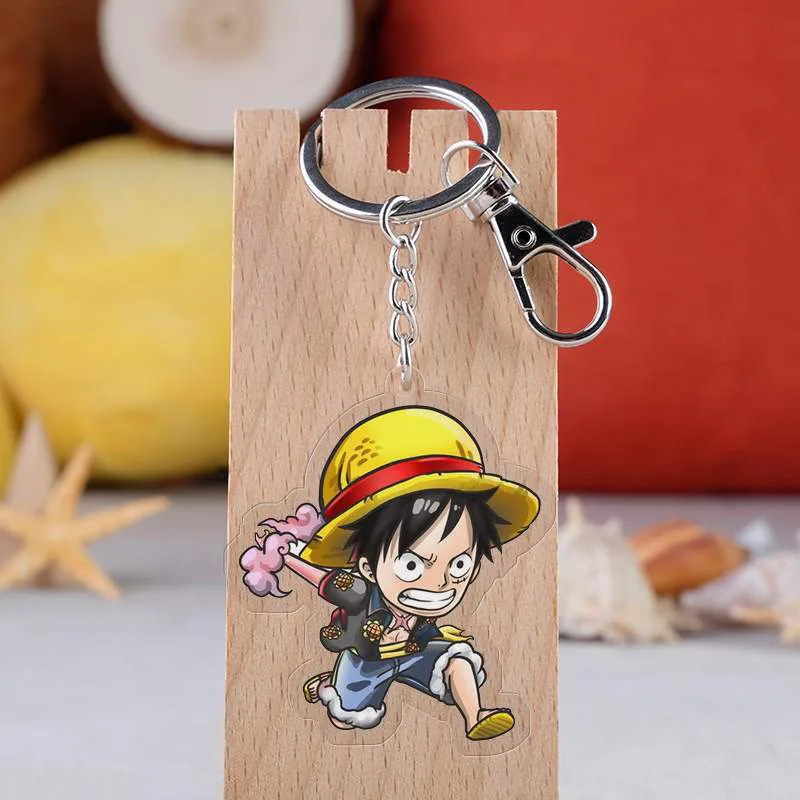 

Anime One Piece Keychain Cartoon FigurLuffy Ace Nami Sabo Boa Hancock Chopper Acrylic Pendant Key Ring