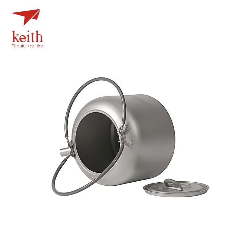 Keith 1.5l titanio camping agua pot con mango plegable al aire libre senderismo picnic café tetera Utensilios de cocina 200g ti3907