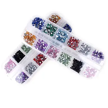 

2400pcs 2mm Rhinestones Nail Decoration Round Colorful Glitters With Hard Case DIY Nail Art Decorations 12 Color