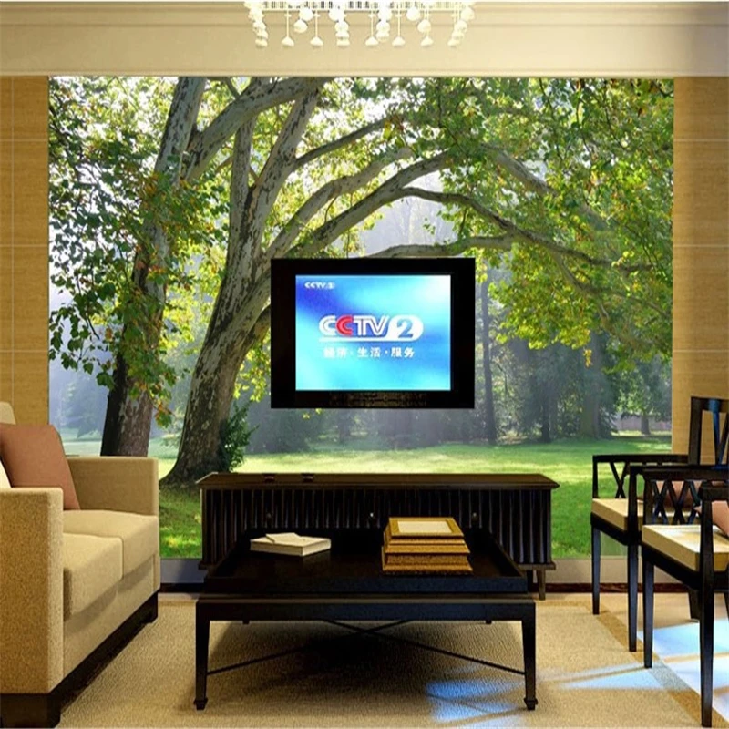 Custom 3d photo wall paper Three-dimensional forest scenery TV background wallpaper mural wallpaper contact paper 3d wall paper