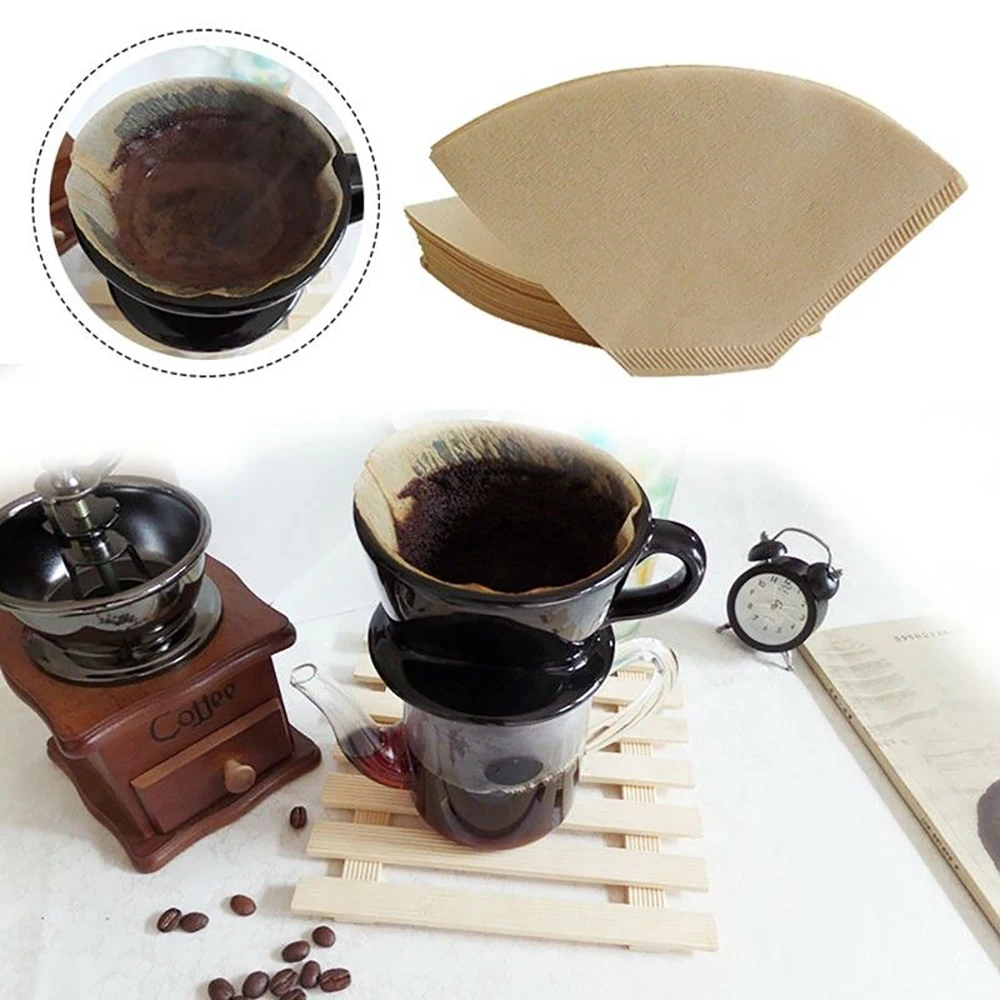 

100Pcs/Bag New Wooden Original Hand Drip Paper Coffee Filter Espresso Coffee Filters Tea& Coffee tools