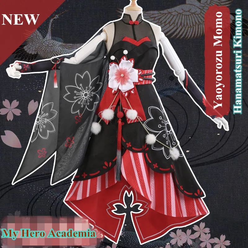 Аниме! My Hero Academy yaojorozu Momo Hanamatsuri кимоно платье униформа косплей костюм для женщин