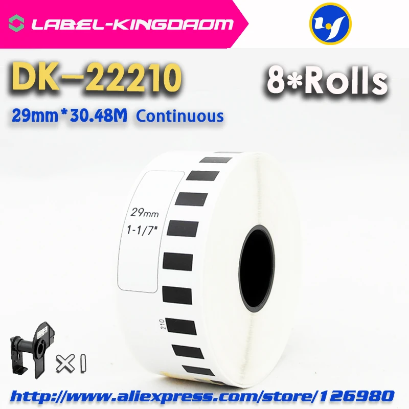 

8 Refill Rolls Compatible DK-22210 Label 29mm*30.48M Continuous Compatible for Brother Label Printer White Paper DK22210 DK-2210