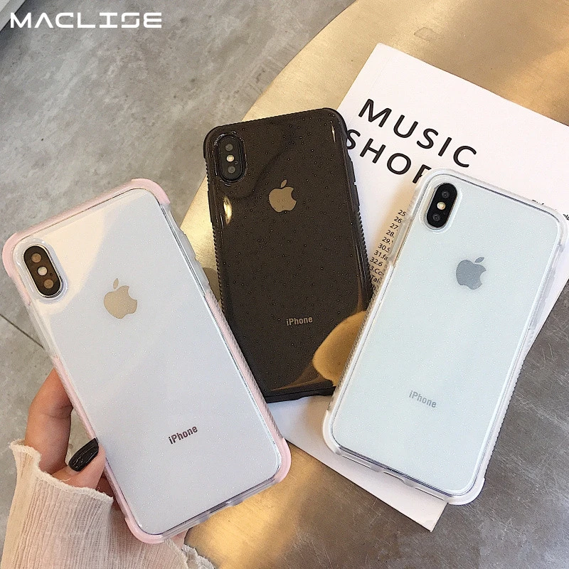 

Fashion Transparent Candy Color Anti-Knock Phone Case For iphone X XS MAX 6S 7 8 Plus Back Cover Cases Luxury Full Protect Capa