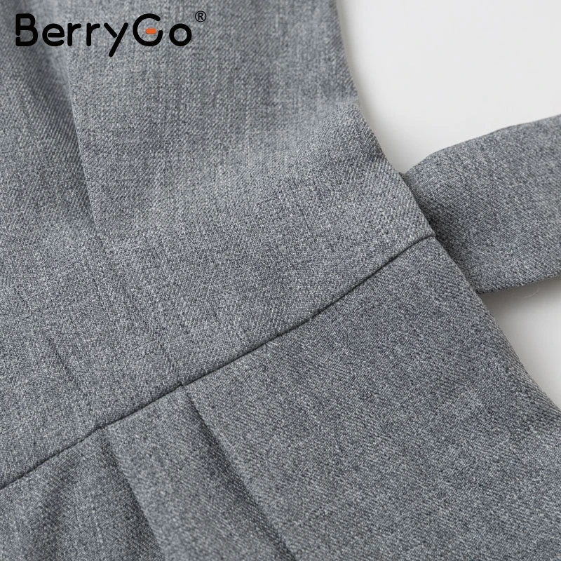 BerryGo винтажный блейзер с пуговицами Комбинезоны Женский пояс офисный женский комбинезон женский короткий Ретро осенне-зимний Рабочий костюм