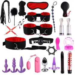 Наборы секс-игрушки для женщин и мужчин наручники соска присоска плетка для шлепков секс силикон металлическая Анальная пробка БДСМ