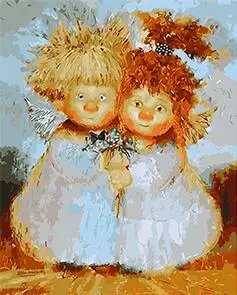 MaHuaf-X1228 Wedding angels painting by numbers coloring on canvas unique picture 40x50cm Framed home decor 