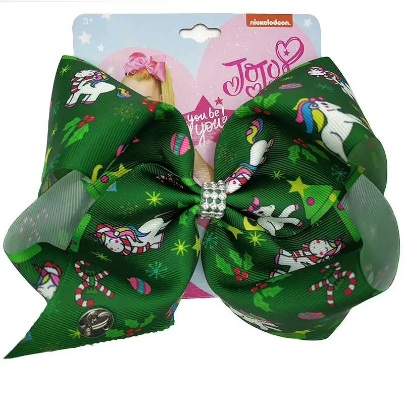 8 "Большой фирма Jojo Bow W заколки для волос для девочек Дети ручной металлических воздушных шаров с узел из лент Джамбо рулон Jojo Siwa бант для