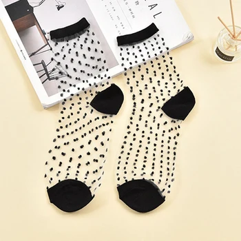 

Women Ladies Socks Fashion Sheer Mesh Glass Silk Socks Ultrathin Transparent Crystal Lace Fabulous Elastic Summer Ankle Sock