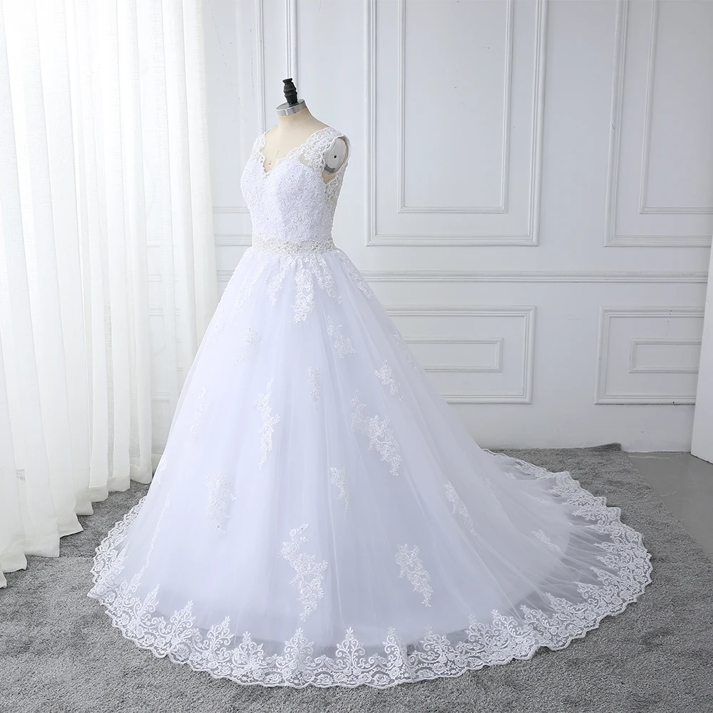 

wuzhiyi vestidos de novia High quality wedding dress Lace Appliques sexy backless Ball Gown Beads wedding dress robe de mariee
