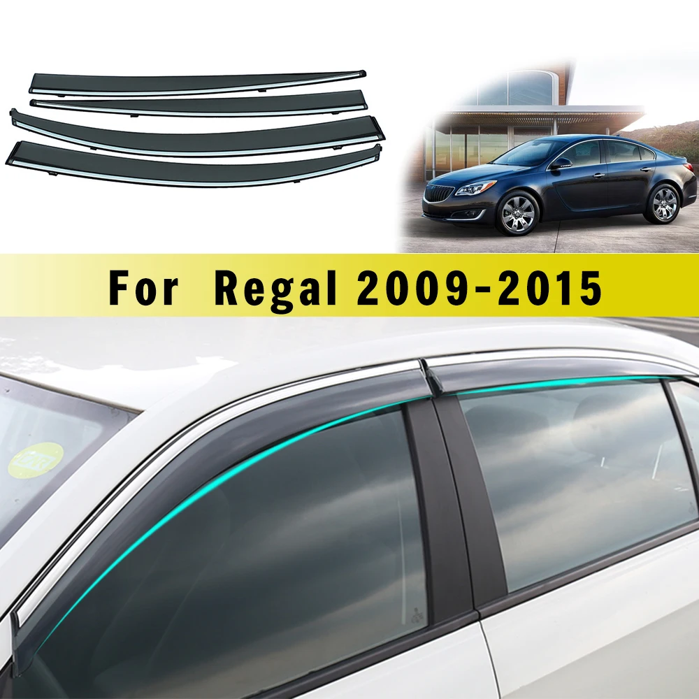 

4pcs ABS Car Styling Smoke Window Sun Rain Visor Deflector Guard For Buick Regal 2009 2010 2011 2012-2016 2017 2018 Accessories
