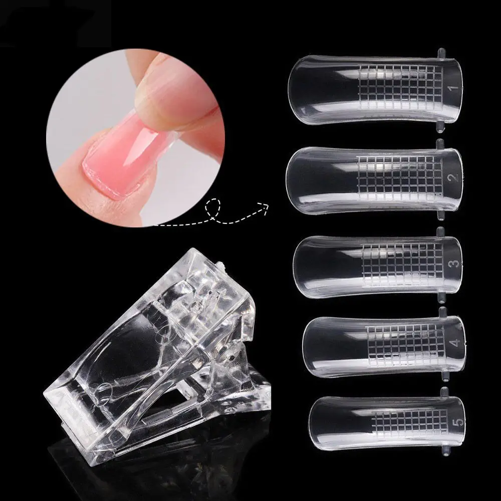 

1Set Plastic Nail Tips Clip & Finger Extension Quick Building Mold For Poly Gel UV LED Nail Art Builder Manicure Tools