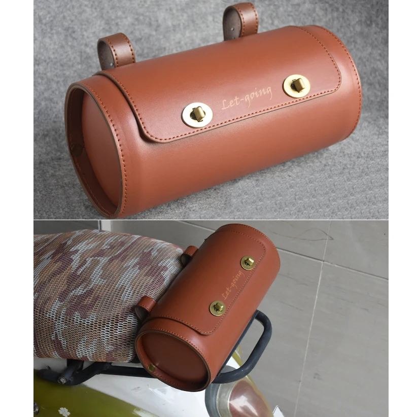 

Motorcycle Front Lever Bar Handle Bag Round Cylinder column Rear Seat Bag for Vespa Vintage Harley CG Cafe Racer Pedal Scooter