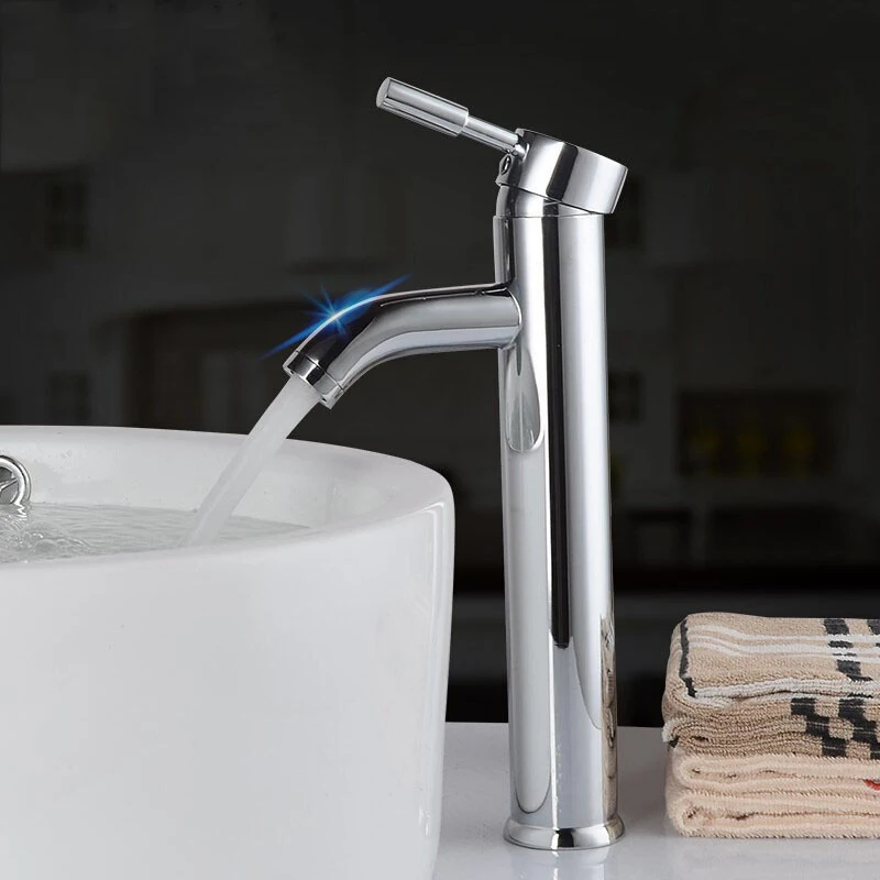 

Bathroom Basin Faucet Cold and Hot Mixer Basin Sink Tap Fashion Round Single Hole Water Tap Single Handle Tap Crane Deck Mounted