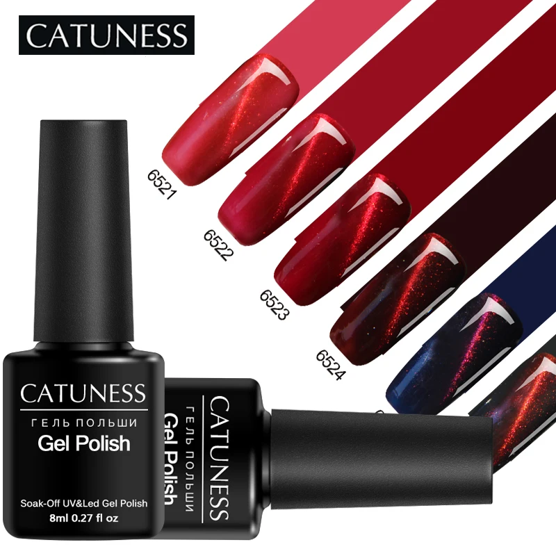 CATUNESS3D Art Colorful Red Cat Eye Soak Off UV Gel Polish Semi