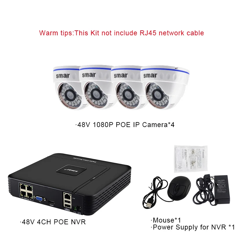 Smдомашняя система видеонаблюдения 4CH 1080P POE 48V NVR комплект видеонаблюдения 4 шт. 2MP 20FPS домашняя купольная IP камера PoE NVR комплект системы видеонаблюдения - Цвет: Зеленый