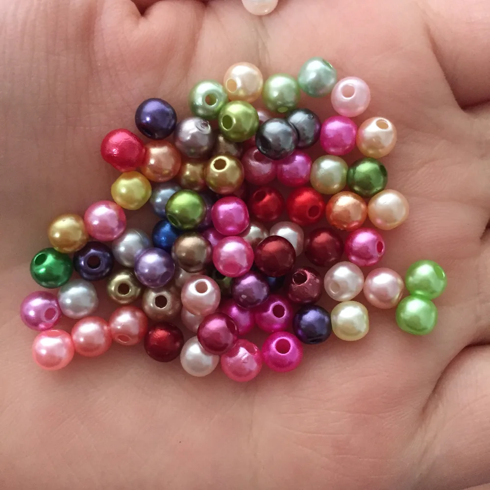 400pcs 5mm plastic Pearl Beads Acrylic Spacer Ball Round Beads Fit