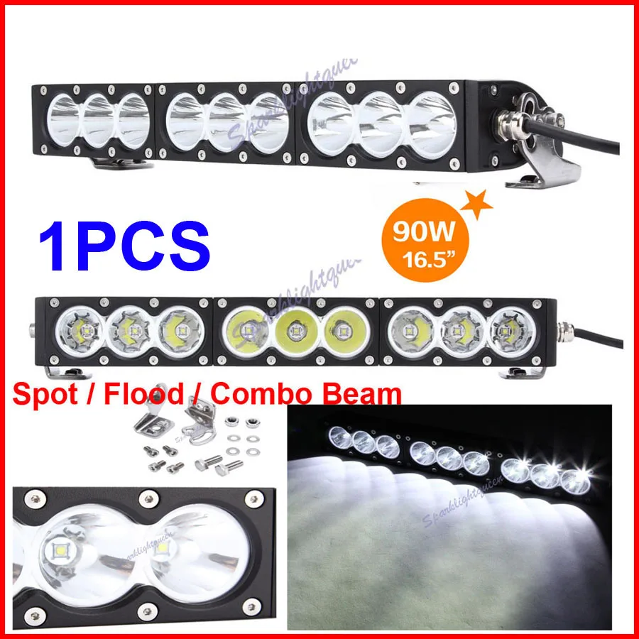 

16.5" 90W CRE 9LED*10W Driving Work Light Bar Clear Lens Offroad SUV ATV 4WD Spot / Flood / Combo Beam 9000lm 9-32V High Power