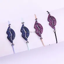 Дизайн 6 шт. микро Pave CZ цирконий Сексуальная подвеска "губы" Разъем браслеты для женщин ювелирные изделия