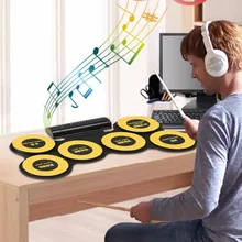USB Portable Roll Up Silicone Electronic Drum 6 Silicon Drum Pads With Headphone Port Drumsticks Foot Pedals