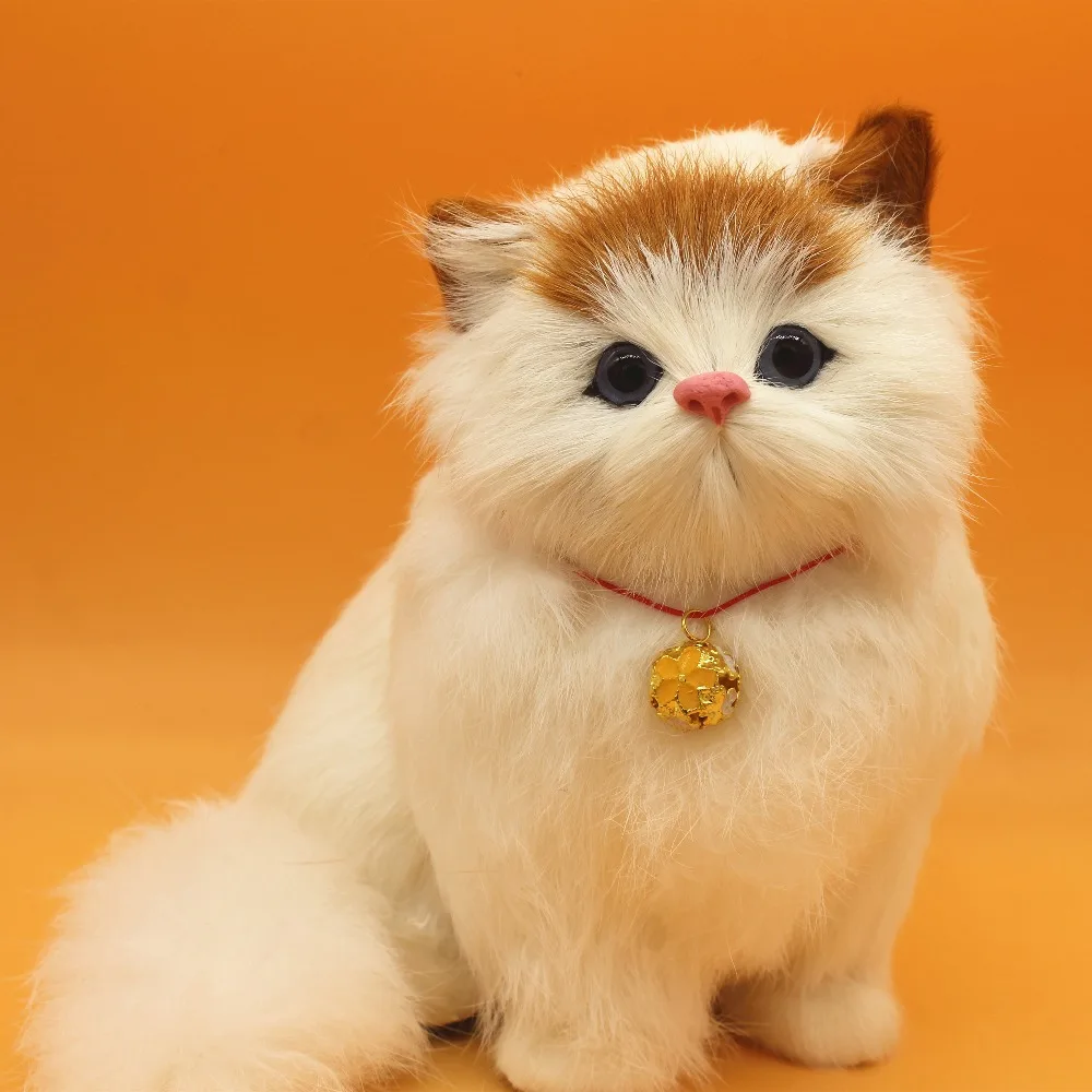 

Real fur Simulation Cats Home Decor Plush Meowing Cats Simulation Animal Doll Children Cat Toy Simulation Cats