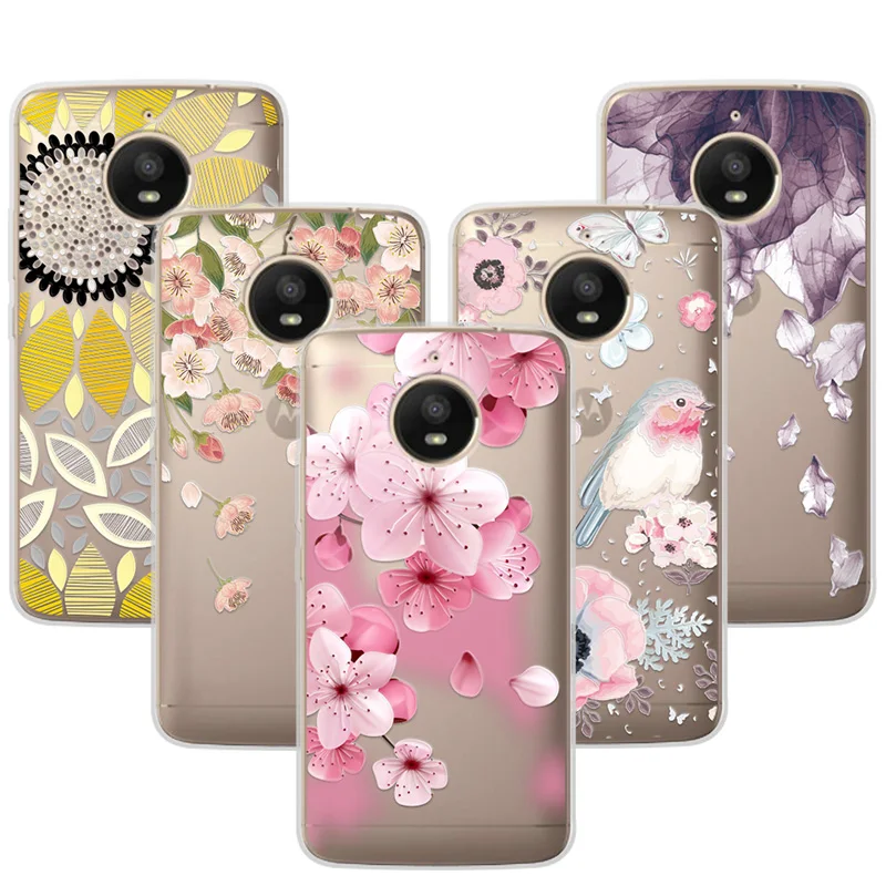 

3D Relief Phone Case Cover For Motorola Moto E4 Plus 5.5" Floral Cartoon Peach Lace Soft TPU Back Covers Coque For Moto E4 Plus