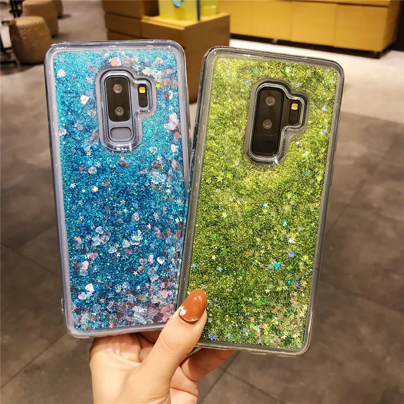 Cute love heart Dynamic Liquid Quicksand Phone Cases For Samsung Galaxy S10 S9 Plus S8 J4 J6 J8 2018 Cover Silicon TPU Soft Case |