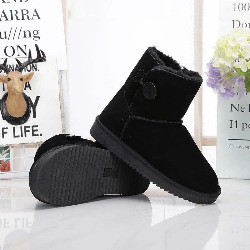 Ceny Sprzedaż hurtowa detaliczna! 2020 klasyczne wodoodporne prawdziwa skóra bydlęca skórzane buty śniegu ciepłe buty do kostki dla kobiet darmowa wysyłka