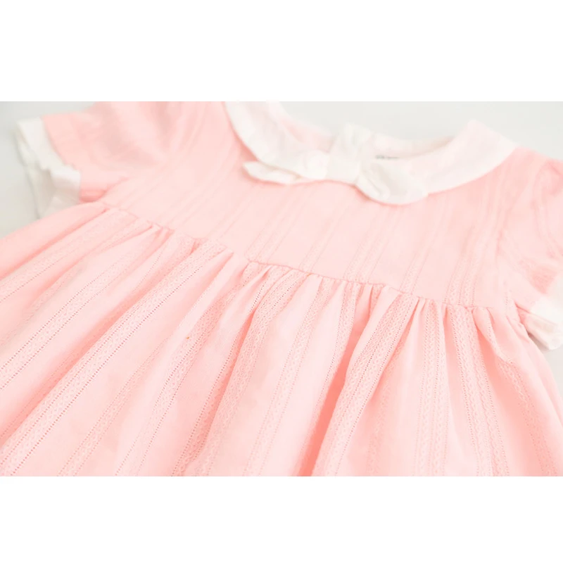 Красивые платья для девочек DD& MM; Новинка года; детское весеннее платье с короткими рукавами и милым бантом и кукольным воротником для девочек