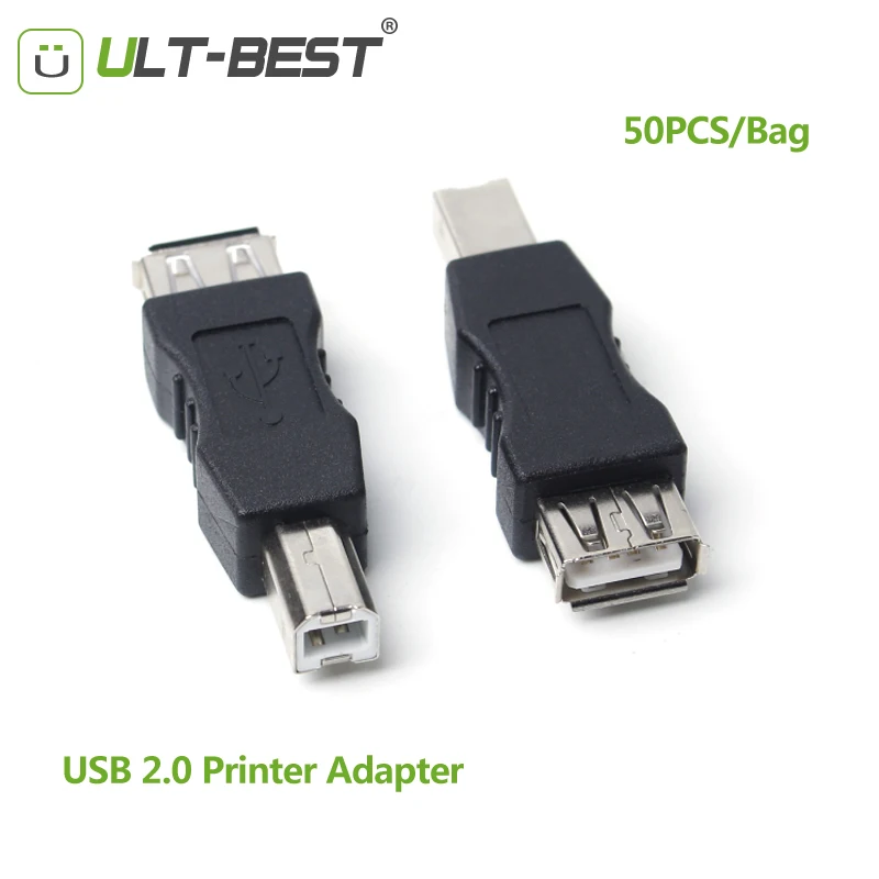 ULT лучшие оптовые 50 шт. принтера USB адаптер USB2.0 Женский к USB B мужской печати разъем компьютера принтер, сканер конвертер