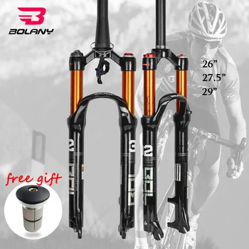 

BOLANY Suspension Fork 26/27.5/29" Mountain Bike Forks Disc Brake 100mm 9mm QR MTB Bike Air Ultralight MTB Forks