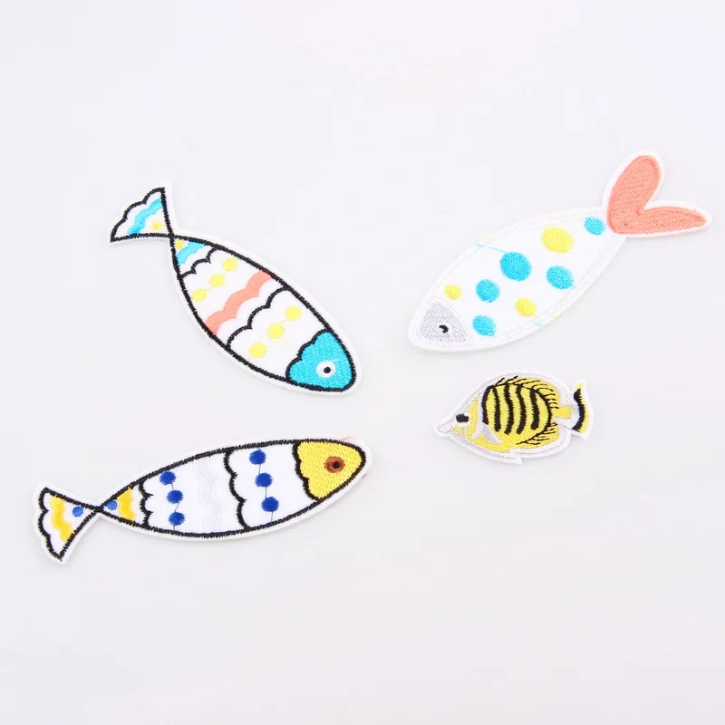

Embroidery Patches For Clothing 1Pcs Mulity Fish Iron On Patches Punk Motif Applique DIY Accessory Clothes Stickers