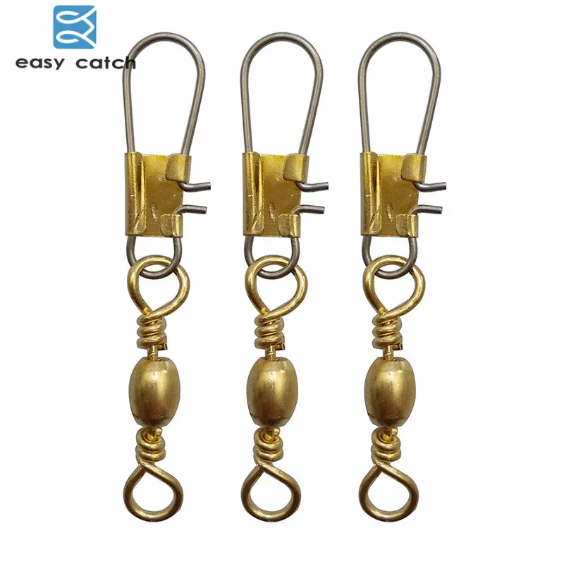 Easy Catch 30pcs Barrel Fishing Swivel With Interlock Snap Gold Brass Hard  Fishing Lure Connector Fishing Accessories