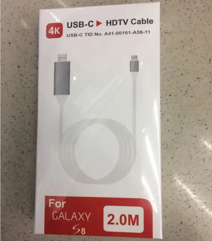 30 шт./лот 2 м USB-C Тип c USB 3.1 HDMI 4 К 2 К HDTV кабель для macBook и Galaxy S8 и xps13 и ноутбука