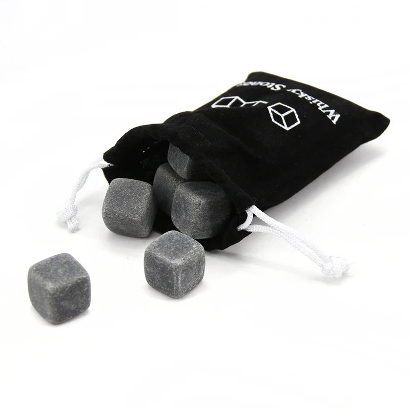 

9PCS Grey Beverage Chilling Stones Granite Whiskey Stone Reusable Sipping Ice Cube Whisky Rocks Chillers Wine Beer Cooler