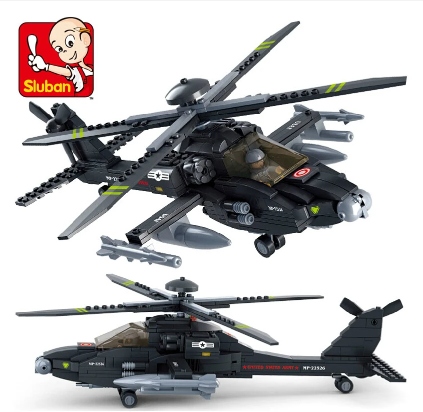 Sluban2014 военный Apache AH 64 0511 новые продукты боец модель строительные блоки Набор