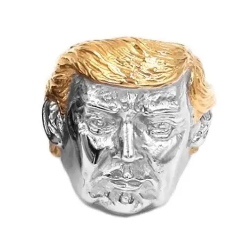 Президент США, кольцо Трамп, ювелирные изделия из нержавеющей стали, новейшее серебро, золото, американский президент, классные кольца мужские для байкеров 869B - Цвет основного камня: Gold
