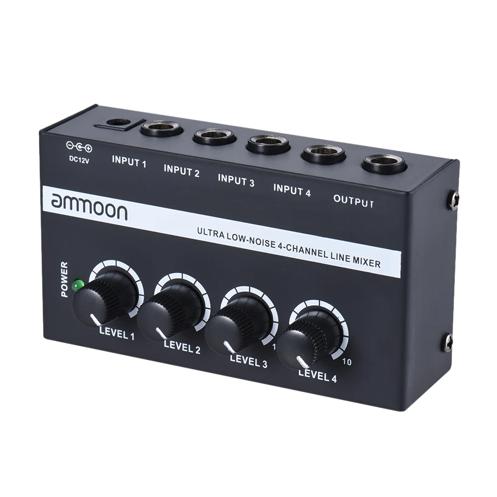 

MX400 Ultra-compact Low Noise 4 Channels Line Mono Audio Mixer With Power Adapter Black
