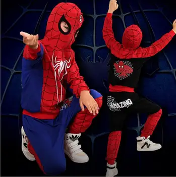 

Top Children Autumn 2019 New Boys'Big Red Hood Spider-Man Kids' New Combination Suit for Children Aged 3-8