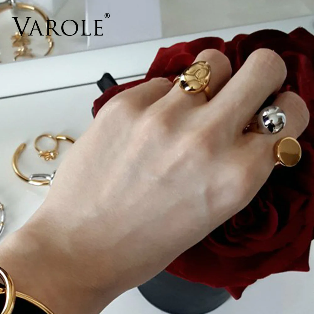 Модное кольцо VAROLE с шариком и круглым кольцом Средние Кольца для женщин