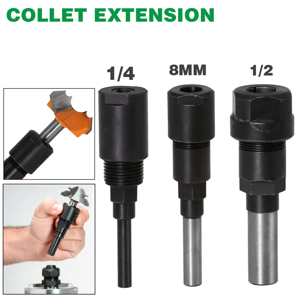 

1PC 1/4" 8mm 12mm 1/2"Shank high quality bits Router Collet Extension Engraving machine extension rod