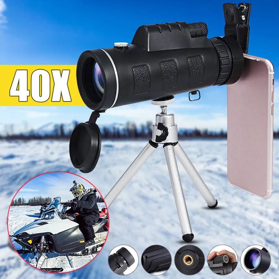 

40X60 Monocular Zoom Optical Lens Telescope +Universal phone Clip+Photo Tripod For HTC For Blackberry For HUAWEI For Sony