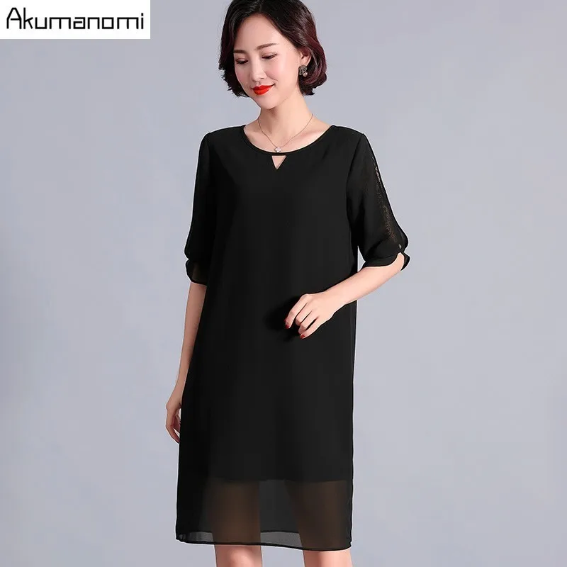 

Summer Dress Women 2019 Plus Size 5xl Black Hollow Out O-neck Short Sleeve Mini Chiffon Party Dress Vestidos De Verano Robe