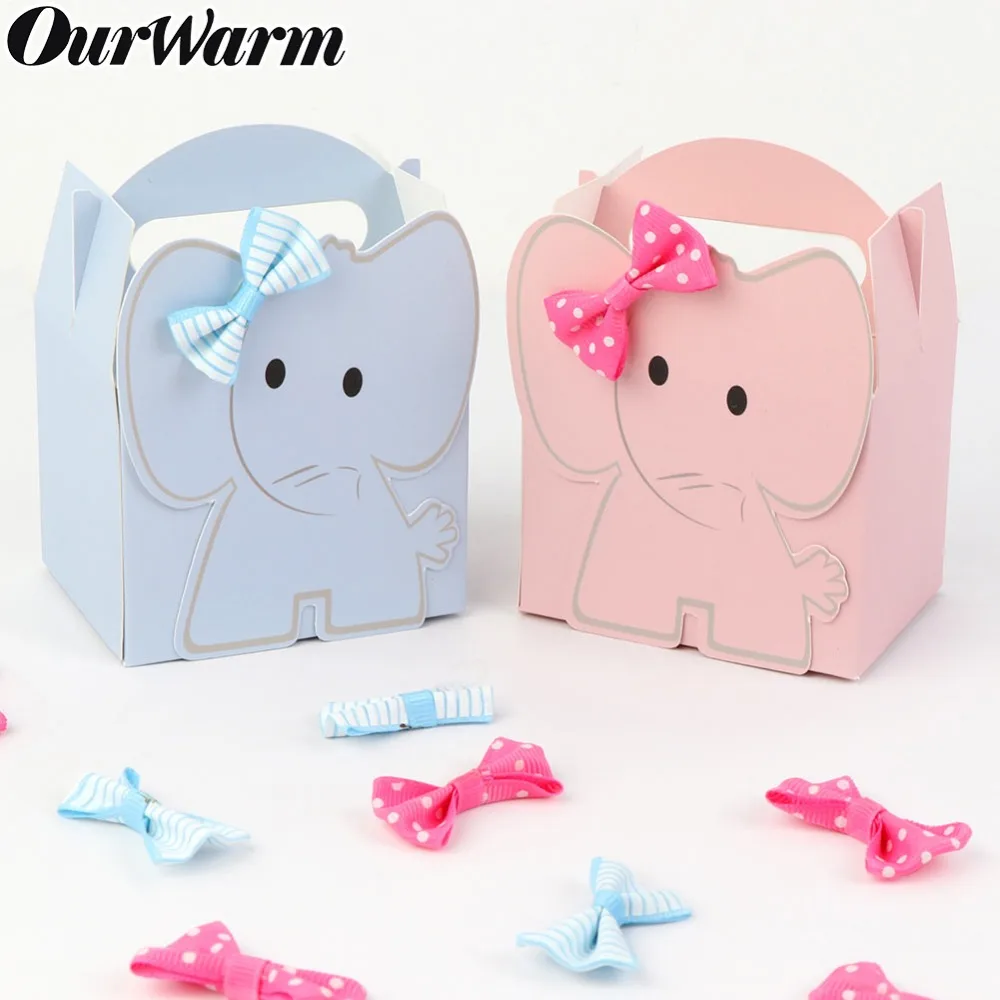 Ourwarm الكرتون الفيل الحلوى مربع الأزرق الوردي الاطفال ورق عيد الميلاد الحلو الحلوى هدية مربع Kawaii استحمام الطفل ديكور الصبي فتاة الحسنات