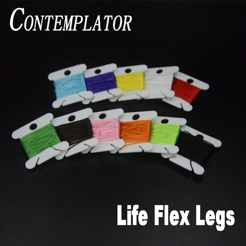 

11optional colors Life Flex shiny spandex fly tying rubber legs 4cards oblate sharp floss for dry flies nymphs bodies materials