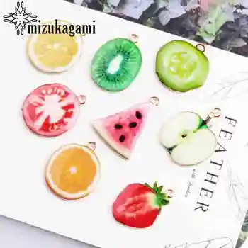 

Alloy Watermelon Tomato Lemon Orange Fruit Enamel Charms 10pcs/lot For DIY Fashion Jewelry Making Finding Accessories