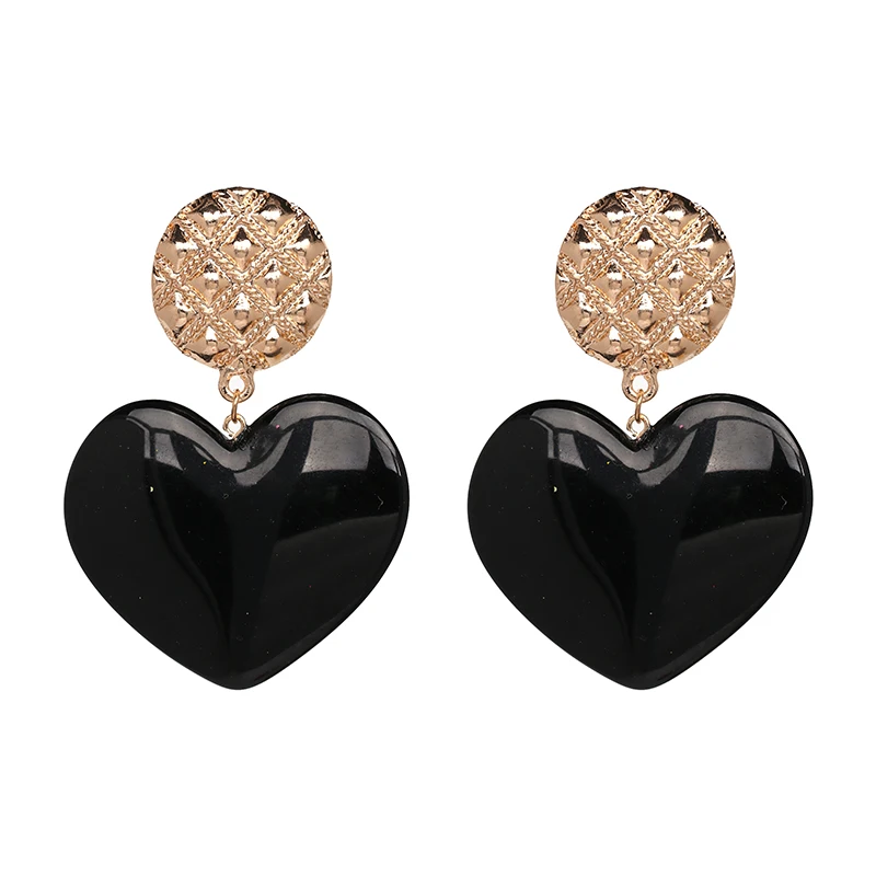 FASHIONSNOOPS New Hot Heart Shaped Charm Resin Drop Earrings for Women Wedding Boho Cute Love Dangle Earring Jewelry Earrings